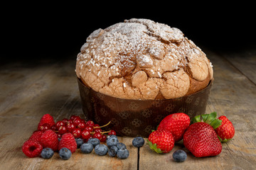  Traditional Italian Christmas cake: homemade panettone.