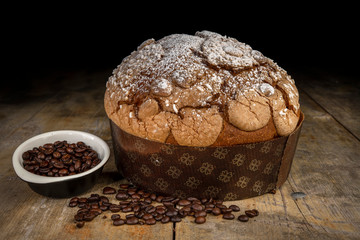   Traditional Italian Christmas cake: homemade panettone.