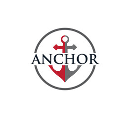 Nautical anchor icon vector logo design template