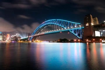 Photo sur Plexiglas Sydney Harbour Bridge Sydney Harbour Bridge at night, Vivid Sydney, Australia