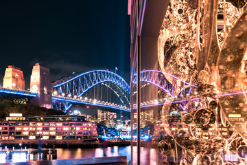 Obraz premium Sydney Harbour Bridge at night, Vivid Sydney, Australia