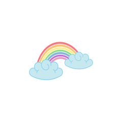 Colorful Rainbow and Clouds Vector