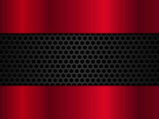 Abstract red and black background with hexagons. Vector illustration