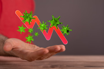 Financial stock graph has down from virus corona outbreak..