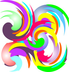 Rotating element. Abstract swirl, colorful paint spiral. Vector background