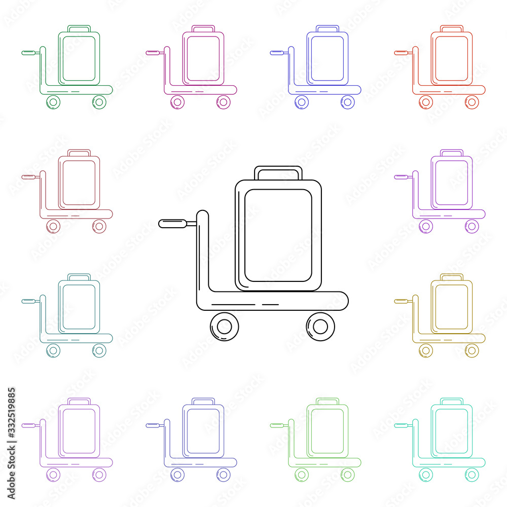 Aufkleber luggage on a cart multi color style icon. simple thin line, outline vector of airport icons for ui a