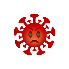 Pandemic Coronavirus danger vector illustration. Infographic, icon, logo, symbol, sign. The evil face of a coronavirus