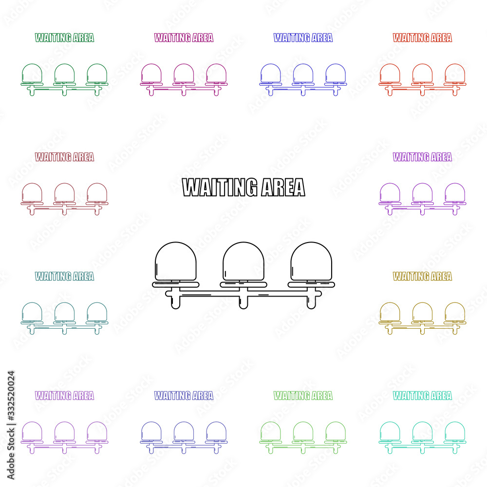 Poster waiting place multi color style icon. simple thin line, outline vector of airport icons for ui and u