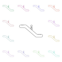 Escalator down multi color style icon. Simple thin line, outline vector of airport icons for ui and ux, website or mobile application