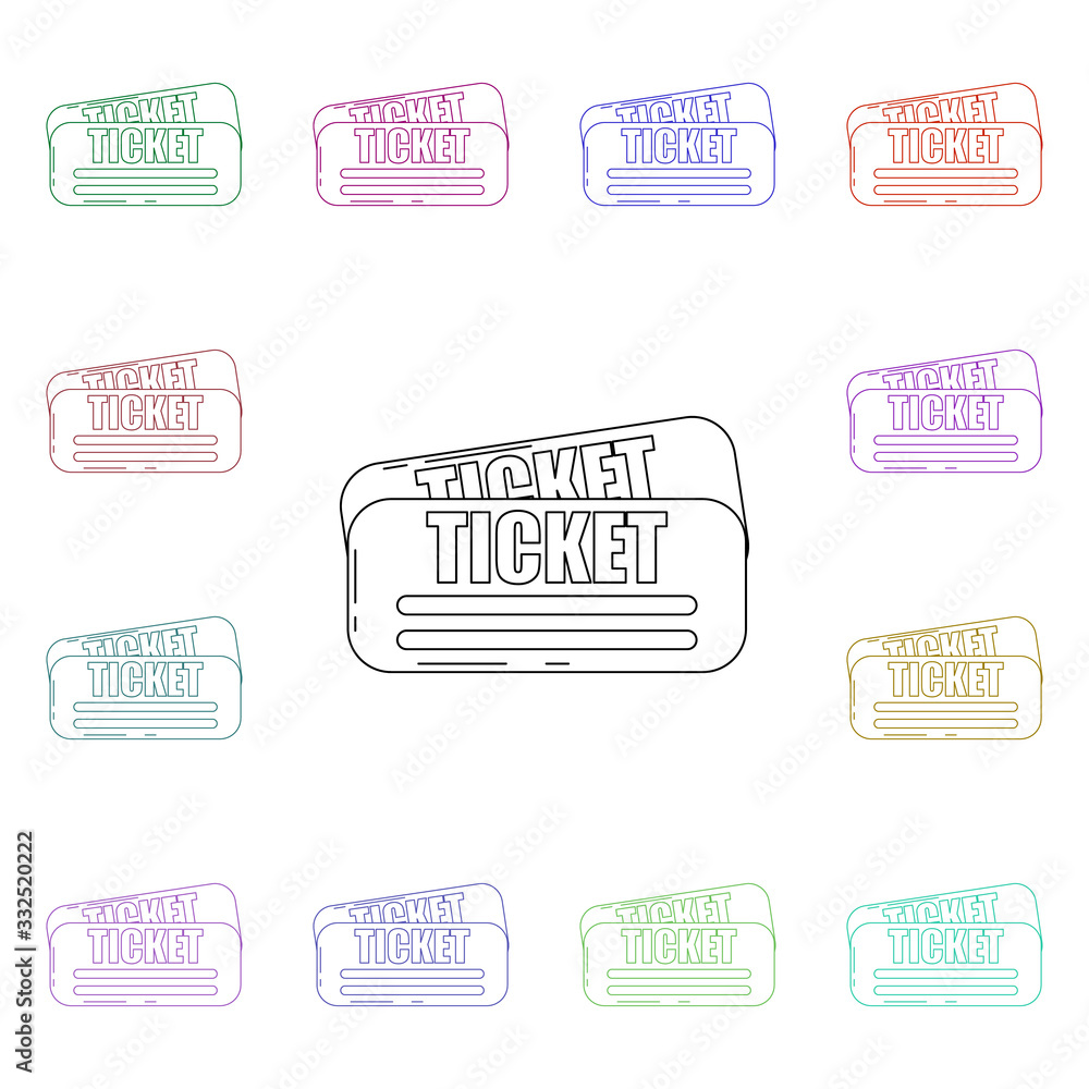 Poster airplane tickets multi color style icon. simple thin line, outline vector of airport icons for ui an