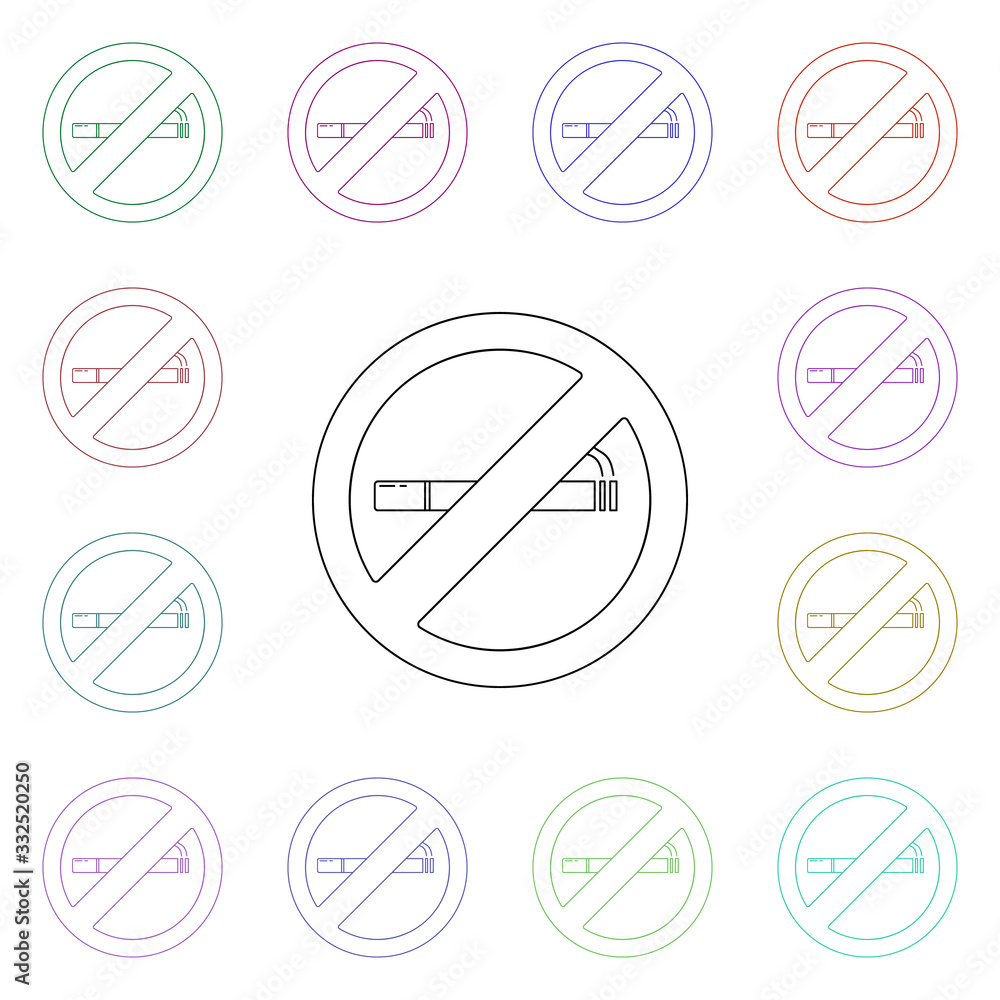 Poster ban on smoking multi color style icon. simple thin line, outline vector of airport icons for ui and 