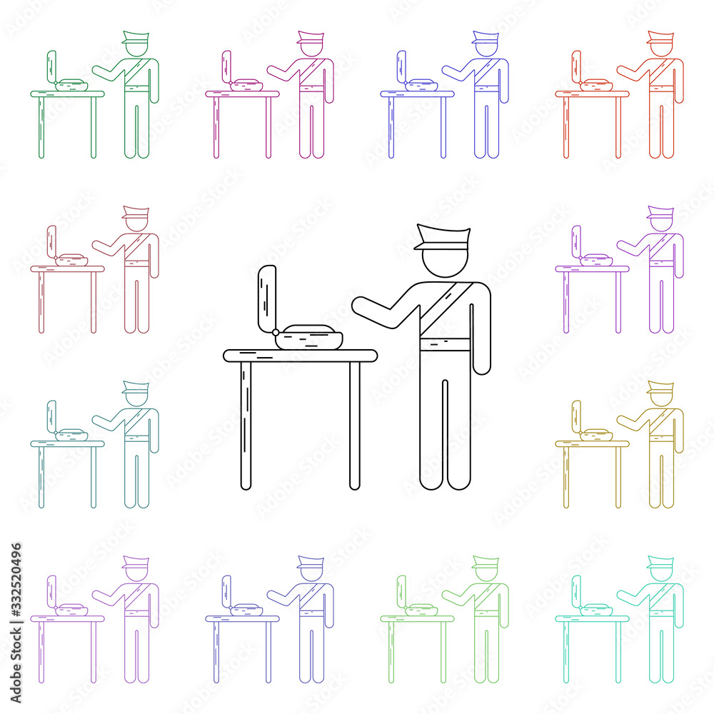 Poster check baggage multi color style icon. simple thin line, outline vector of airport icons for ui and u