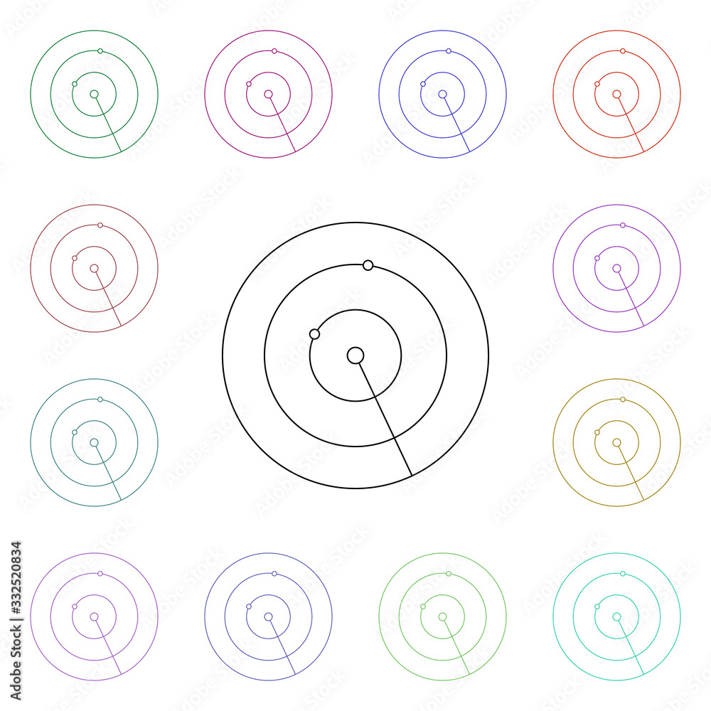 Poster radar multi color style icon. simple thin line, outline vector of airport icons for ui and ux, websi