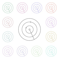 Radar multi color style icon. Simple thin line, outline vector of airport icons for ui and ux, website or mobile application