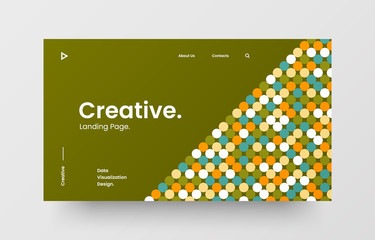 Creative horizontal website screen part for responsive web design project development. Abstract geometric pattern banner layout mock up. Corporate landing page block vector illustration template.