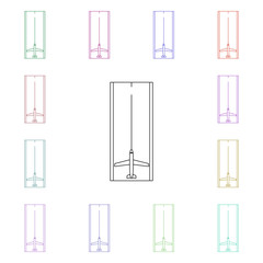 Airplane on the landing site multi color style icon. Simple thin line, outline vector of airport icons for ui and ux, website or mobile application