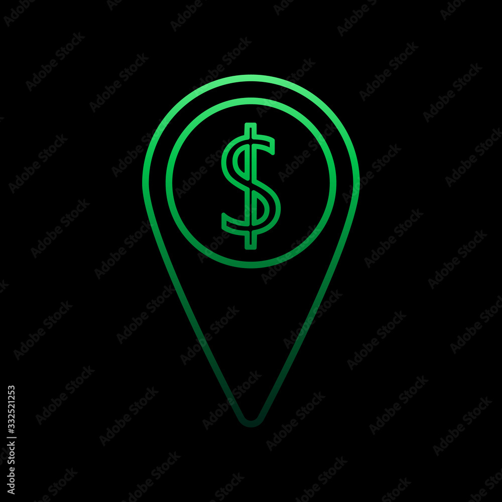 Poster pin dollar nolan icon. simple thin line, outline vector of bank icons for ui and ux, website or mobi
