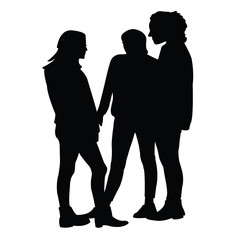 teenager girls making chat, silhouette vector