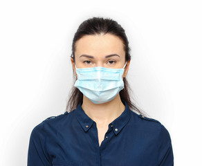 Coronavirus and Air pollution pm2.5 concept. Woman wearing mask for protect pm2.5 . Coronavirus and epidemic virus symptoms.