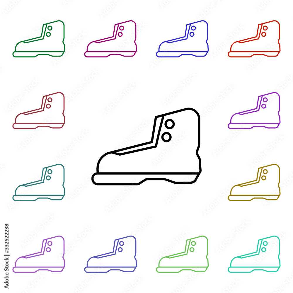 Poster boot line multi color style icon. simple thin line, outline vector of camping icons for ui and ux, w