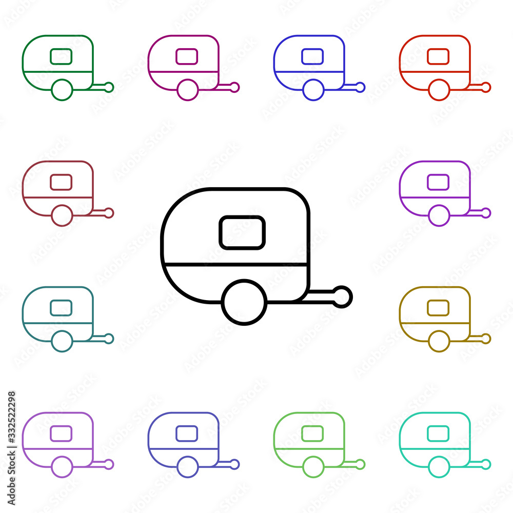 Poster trailer line multi color style icon. simple thin line, outline vector of camping icons for ui and ux