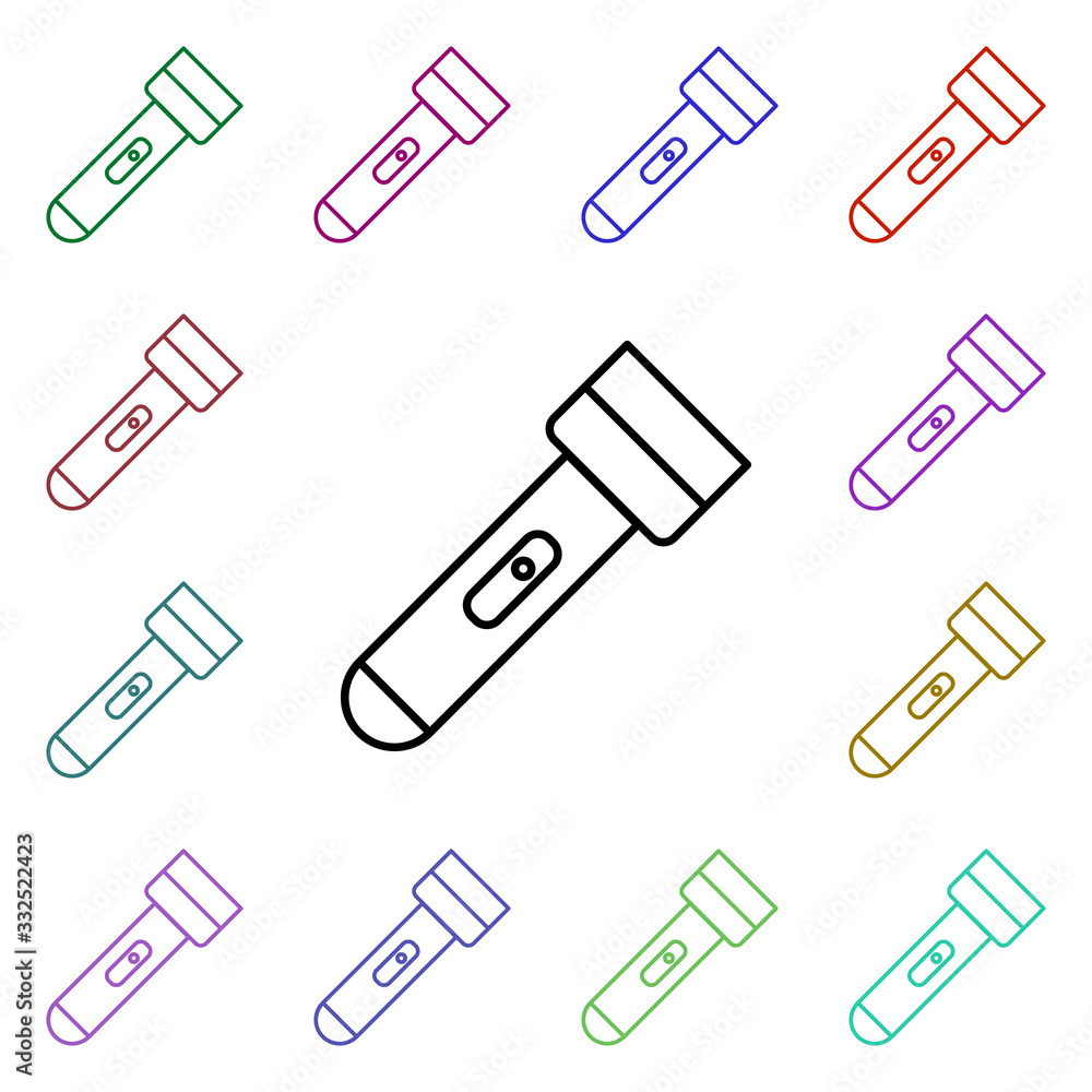 Poster lamp line multi color style icon. simple thin line, outline vector of camping icons for ui and ux, w