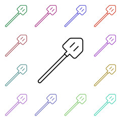Shovel line multi color style icon. Simple thin line, outline vector of camping icons for ui and ux, website or mobile application
