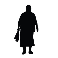 a senior lady walking body silhouette vector