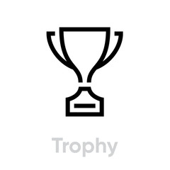 Trophy cup icon. Editable line vector.