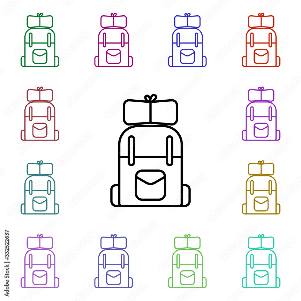 Poster travel bag line multi color style icon. simple thin line, outline vector of camping icons for ui and