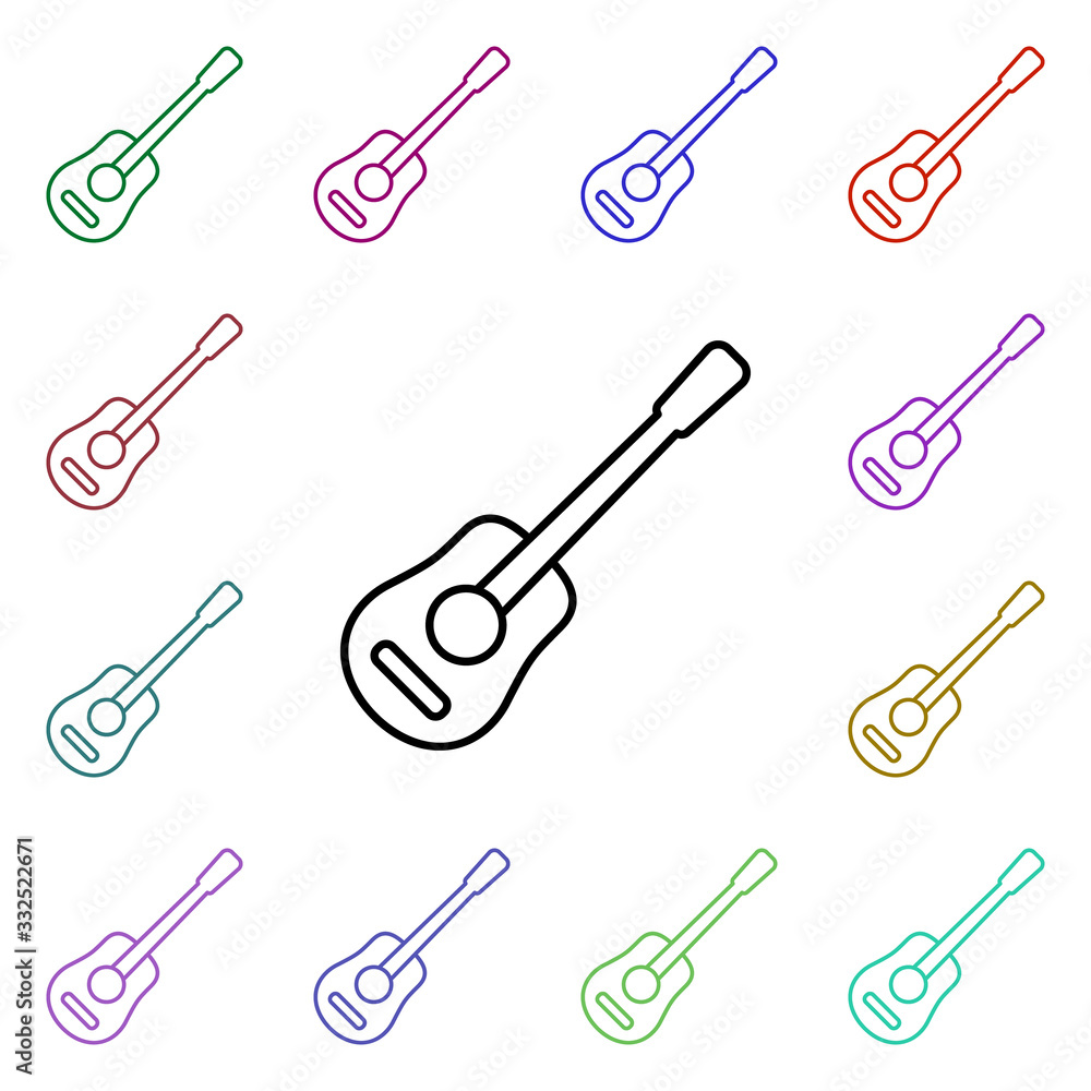 Poster guitar line multi color style icon. simple thin line, outline vector of camping icons for ui and ux,