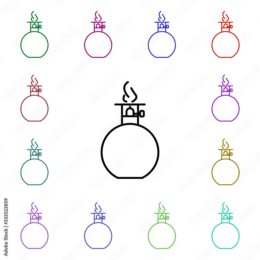 Poster picnic heater line multi color style icon. simple thin line, outline vector of camping icons for ui 