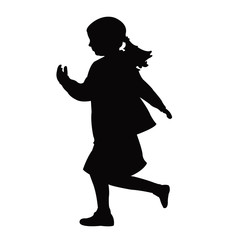 a girl running body silhouette vector