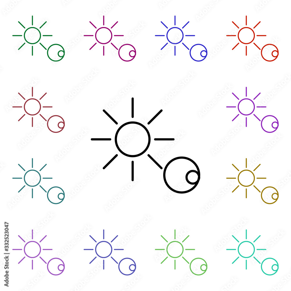 Poster eclipse of the sun line multi color style icon. simple thin line, outline vector of camping icons fo