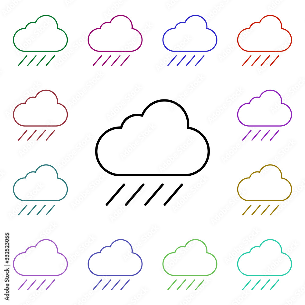 Poster rain line multi color style icon. simple thin line, outline vector of camping icons for ui and ux, w