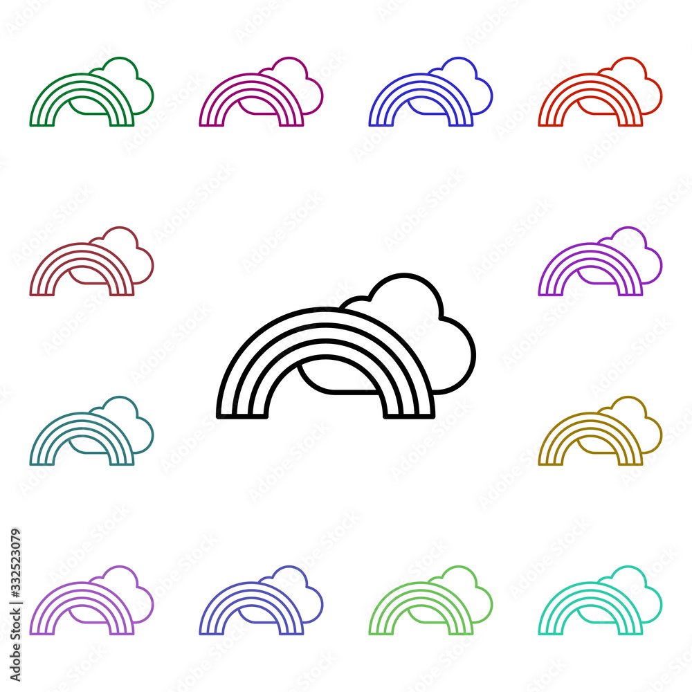 Poster rainbow line multi color style icon. simple thin line, outline vector of camping icons for ui and ux