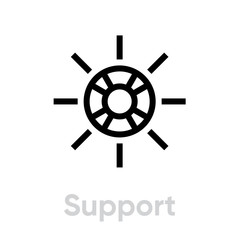 Obraz premium Support lifebuoy help icon. Editable line vector.