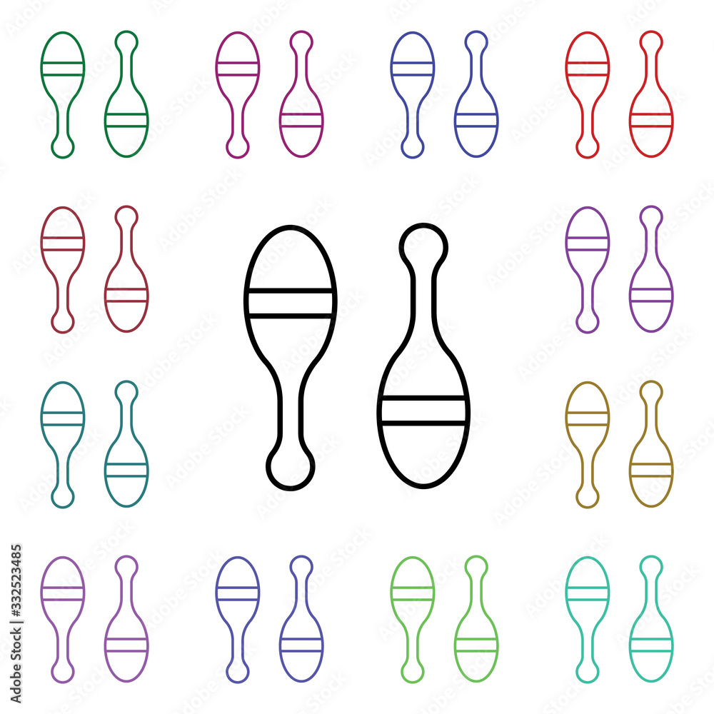 Poster maracas multi color style icon. simple thin line, outline vector of carnival and amusement icons for