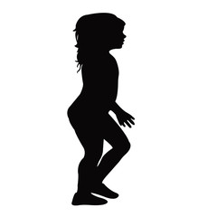 a girl walking body silhouette vector