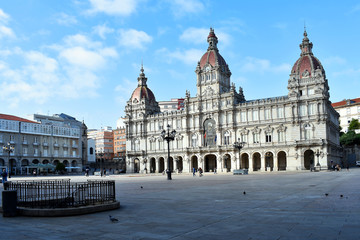 Fototapeta premium A Coruña town hall in the María Pita square. La Coruña, Galicia. Spain. Europe. October 8, 2019 