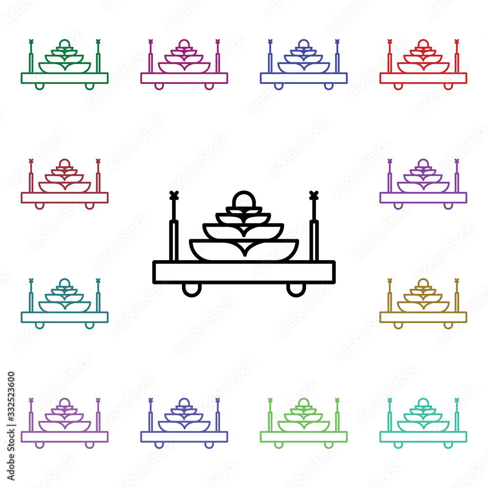 Poster parade car, flame multi color style icon. simple thin line, outline vector of carnival and amusement