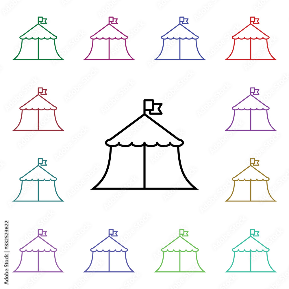 Poster circus tent multi color style icon. simple thin line, outline vector of carnival and amusement icons
