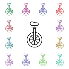 Monocycle, bicycle multi color style icon. Simple thin line, outline vector of carnival and amusement icons for ui and ux, website or mobile application © Jamila