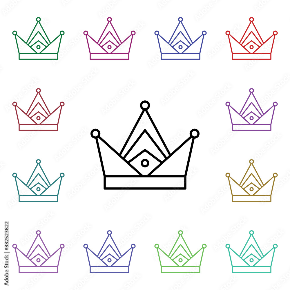 Poster crown multi color style icon. simple thin line, outline vector of carnival and amusement icons for u