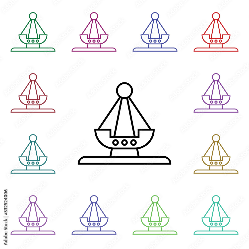 Poster swing boat multi color style icon. simple thin line, outline vector of carnival and amusement icons 
