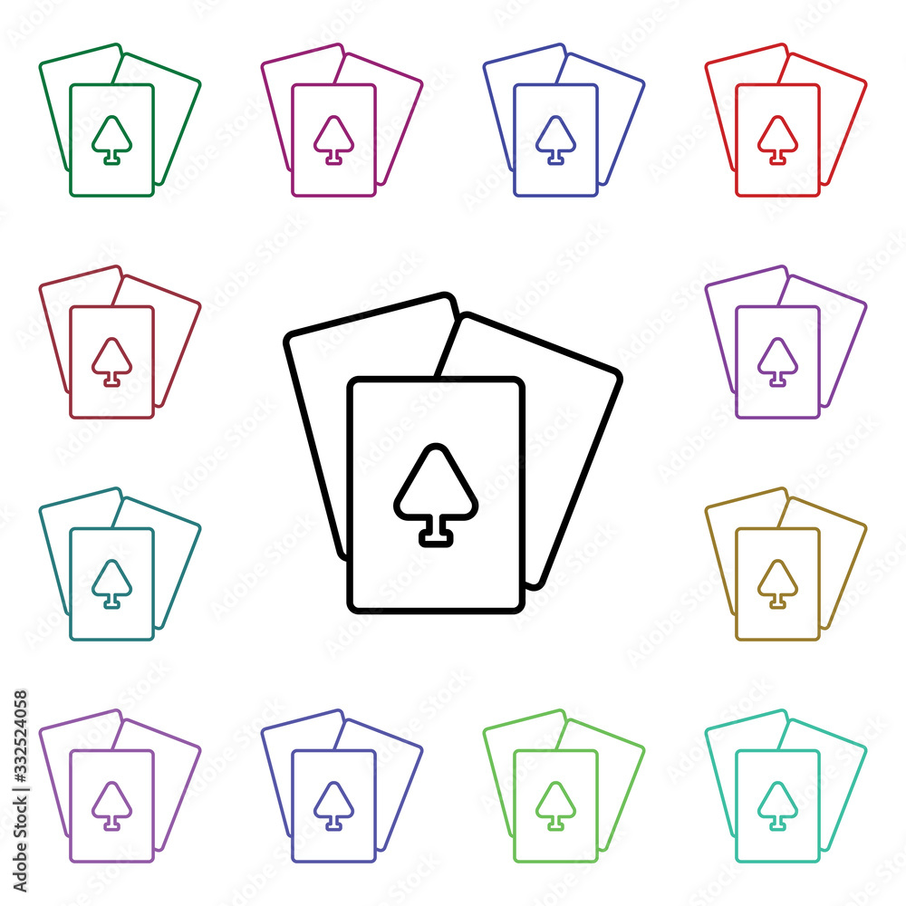 Poster playing card multi color style icon. simple thin line, outline vector of carnival and amusement icon