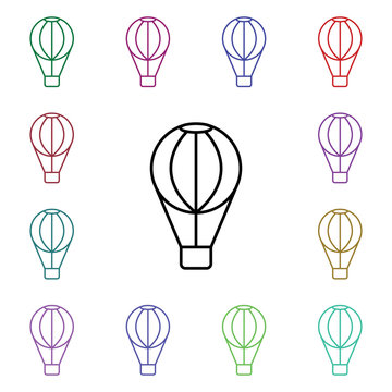 Hot air balloon multi color style icon. Simple thin line, outline vector of carnival and amusement icons for ui and ux, website or mobile application © Jamila