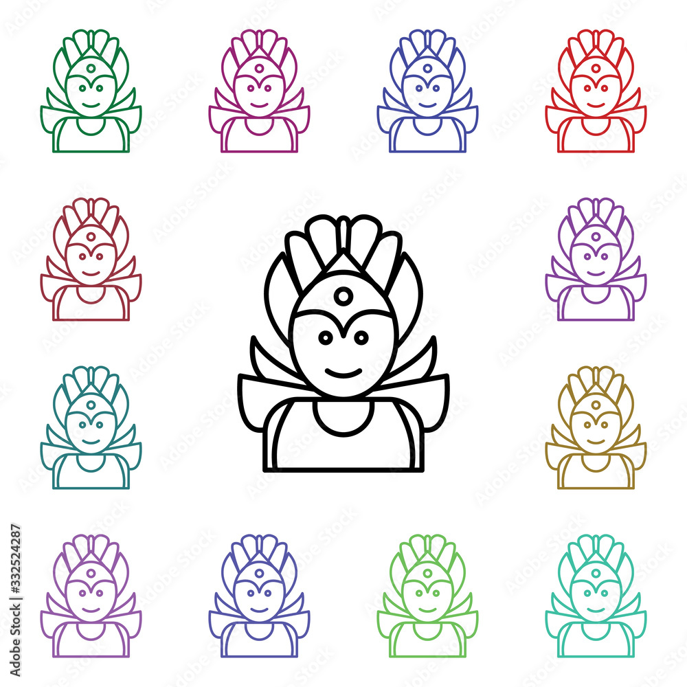 Poster carnival, dancer girl multi color style icon. simple thin line, outline vector of carnival and amuse
