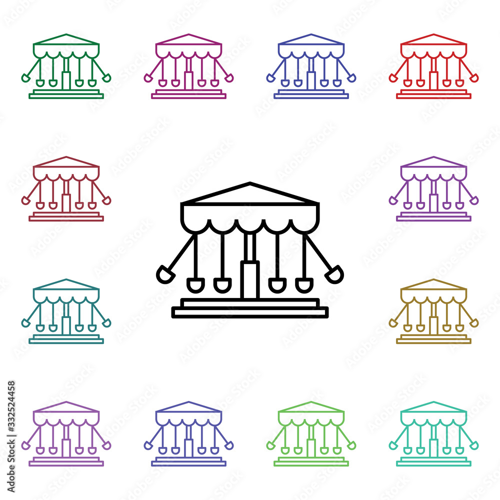 Poster merry go round, carousel multi color style icon. simple thin line, outline vector of carnival and am