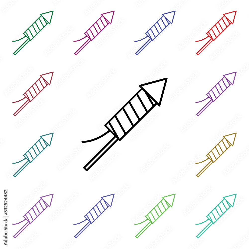 Poster fireworks multi color style icon. simple thin line, outline vector of carnival and amusement icons f